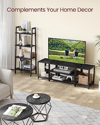 VASAGLE Modern TV Stand for TVs up to 65 Inches, 3-Tier Entertainment Center, Industrial TV Console Table with Open Storage Shelves, for Living Room, Bedroom, Black with Wood Grain ULTV097B22 - WoodArtSupply