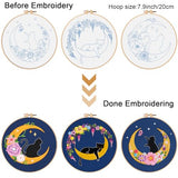 Louise Maelys 3 Sets Cat Moon Embroidery Kits for Beginners with Floral Pattern, Cross Stitch Kit for Adults, DIY Needlepoint for Starter