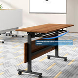 Conference Table 8pack,Modern Mobile Seminar Meeting Table with Silent Wheels,Modular Conference Room Tables,Flip Top Mobile BusinessTraining Tables for Office,Meeting Room,Classroom (55.1in) Molpeiy