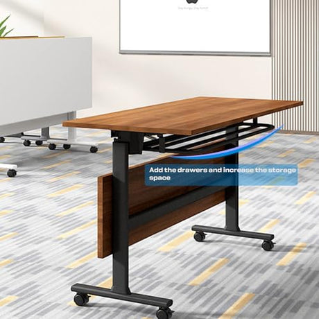 6FT Conference Table Mobile Conference Room Table,Modern Folding Office Conference Table for 8-10,Rectangle Meeting Seminar Tables with Wheels,Modular Training Seminar Tables for Office(6) Molpeiy