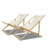 ketive Patio Lounge Chairs Set of 2 Adjustable Outdoor Wooden Sling Chairs, Made of Acacia Wood and Oxford Cloth, 250 lbs Capacity, Foldable and Easy to Carry for Patio and Indoor Use ketive