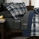 MaiRêve Queen Size Comforter Set Navy Blue, Classic Plaid Farmhouse 7 Pieces Bedding Set, All Season Lightweight Bed in a Bag with Sheets, Pillowcases & Shams MaiRêve