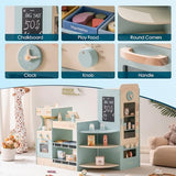 ROBUD Grocery Store Playset, Kids Play Store, Wooden Supermarket Playset with Cash Register, Chalkboard, Vending Machine, Coffee Machine, Oven, Play Food Accessories, Gift for Boys Girls 3+ ROBUD