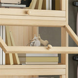 Contemporary Solid Wood Bookcase with Transparent Acrylic Doors for Stylish Storage LITFAD