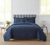 Hearth & Harbor Quilts Twin Size - All Season Bedspread Coverlet Set, Pinsonic Weave Lightweight Bedding Set - 4 Piece Twin Quilt Set with Pillow Shams, Diamond - Navy Hearth & Harbor