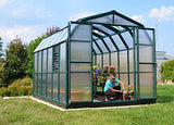 Palram - Canopia Rion Prestige 8 Ft. x 12 Ft. Greenhouse, Large Twin Wall Polycarbonate Heavy Duty Green House DIY Kit for Garden, Plants, Walk-in for Outdoors with Window Vent (Green) RION