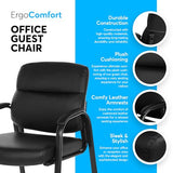Oline Leather Guest Chair with Padded Arms, Reception Meeting Conference Waiting Room Lobby Home Desk Big and Tall Executive Office Chair, Black (4 Pack) Oline