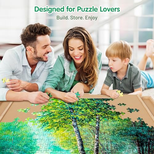 MONOMI 1500 Pieces 360°Rotating Puzzle Board with 6 Drawers and Cover,26"x35" Lightweight Portable Wooden Jigsaw Puzzle Table for Adults Kids - WoodArtSupply