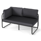 Tangkula Patio Loveseat, Sofa Couch with Removable Pillows & Seat Cushion, Side Armrest, Heavy Duty Metal Frame & Adjustable Foot Pads, Outdoor Double Chair Furniture for Garden (Grey + Black) Tangkula