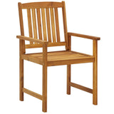 MINERWALL 9 Piece Patio Dining Set Solid Wood Acacia,Acacia Wood Dining Set with Umbrella Hole for Outdoor Garden Patio, Brown MINERWALL