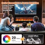 60" Smart WiFi Electric Fireplace, Smart Electric Fireplace,750/1500W Infrared Heater,Recessed/Wall Mount Linear Fireplace with Adjustable Flame & Remote PeacefulHues
