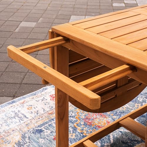 Cambridge Casual Miami Teak Wood Patio Dining Set with Cast Shale Cushion, Natural Teak/Cast Shale Cambridge Casual