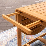 Cambridge Casual Miami Teak Wood Patio Dining Set with Cast Shale Cushion, Natural Teak/Cast Shale Cambridge Casual