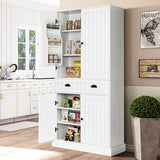 4 EVER WINNER Kitchen Pantry Storage Cabinet with 6 Door Shelves, 72" Tall Cupboard with 4 Adjustable Shelves and Large Drawers, Modern Food Pantry Cabinet for Kitchen, Dinning Living Room, White 4 EVER WINNER