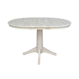 International Concepts 36" Round Top Pedestal Table with 12" Leaf-34.9" H-Dining or Counter Height, Unfinished IC International Concepts