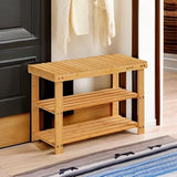 SONGMICS Shoe Rack Bench, 3-Tier Bamboo Shoe Storage Organizer, Entryway Bench, Holds Up to 286 lb, 11.3 x 27.6 x 17.8 Inches, for Entryway Bathroom Bedroom, Natural ULBS04N SONGMICS