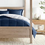 LINENS & HUTCH Comforter Set Patterned Microfiber All Season Down-Alternative Ultra Soft Bedding in Farmhouse Dreams - Full/Queen Farmhouse Dreams Navy LINENS & HUTCH