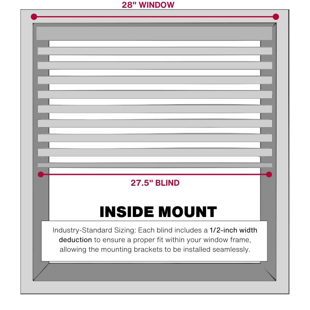 Lotus & Windoware Cordless, 2 Inch Faux Wood Blind, 28" Wide x 60" Long, Window Blinds, Blinds & Shades, Blinds for Indoor Windows, Embossed, Bright White LOTUS & WINDOWARE