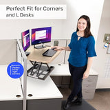 X-Elite Pro 40" Corner Standing Desk Converter with Pneumatic Lift | Adjustable Sit to Stand Riser, L-Shaped Desks & Cubicles | Fully Assembled Computer Workstation (American Maple) Stand Steady