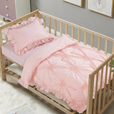 HOMBYS 3 Pieces Princess Pink CribBedding Set for Baby Girls, Ultra Soft Blush Pinch Pleat Comforter Set with Ruffles for All Season HOMBYS