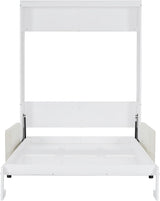 Virubi Full Murphy Bed with Couch,Wood Folding Murphy Wall Bed Cabinet with Sofa (White,Full) Virubi