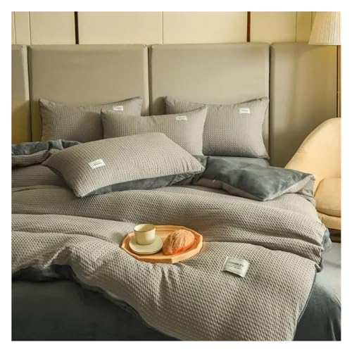 YUSIWOAL Bedding Set, Fabric Duvet Cover Set Solid Color Warm Plush Bed Cover Set Single Double King Size Quilt Cover,Summer Duvet Cover sets(C,King) YUSIWOAL