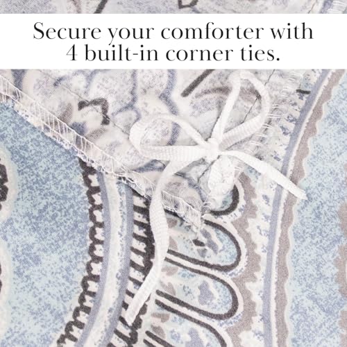 Southshore Fine Living, Inc. Reversible Paisley Cal King Duvet Cover Set, Oversized Boho California King Duvet Cover, Pet Hair Resistant Bedding for Easy Care, 2 Pillow Shams - Pure Melody Aqua Southshore Fine Living, Inc.