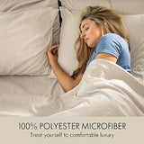 ClevaHome King Size Sheet Set - 6 Piece Soft Breathable Luxury Bed Sheet Set - Shrinkage & Fade Resistant Embroidered Bedding Sheet with Deep Pocket, 2 Extra Pillowcases (King, Oat Milk) Cleva