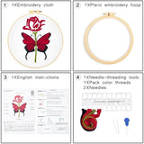 Butterfly Rose Embroidery Kits for Beginners Adults, Valentine's Day Hand Embroidery Kits, Cross Stitch Kits for Adult Anniversary Valentine's Gifts, Entire Set of Embroidery Supplies & Video Tutorial