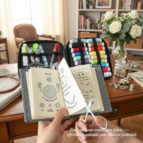 2026New Portable Embroidery Stitch Book Kit,embroidery sampler practice book diy Embroidery for beginners with instructions Gift for Easter All-Scenario Stitch Guide for Adults & Craft Lovers (1 Set)