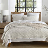 HORIMOTE HOME 100% Linen Front/100% Cotton Back Quilt Set Twin Size, Beige Pre-Washed European Flax Linen Quilt, Diamond Stitch Bedspread Coverlet Bedding Set 2-Piece for All Seasons HORIMOTE HOME