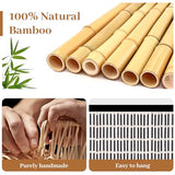 Boshen Handmade Bamboo Beaded Curtains for Doorways, 65 Strands 35.5x78.7inch Natural Wood Boho Hanging Door Beads Curtains Room Divider for Home Decor Hallway Window(Black) Boshen