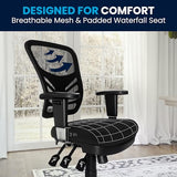 Flash Furniture Nicholas Mid-Back Swivel Desk Chair with Wheels, Mesh Back, Padded Seat, and Armrests, Adjustable Height Mesh Ergonomic Office Chair, Black Flash Furniture