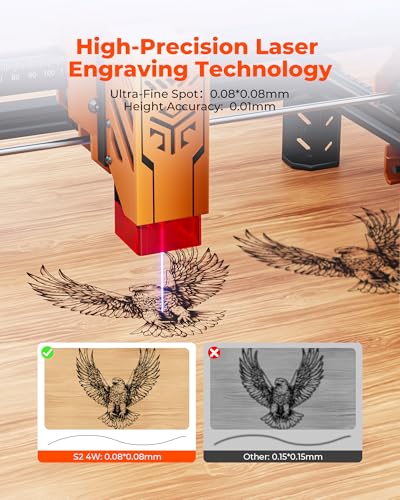 ACMER Laser Engraver Machine for Beginners, S2 4000mW Lazer Engraving Machine with 300x300mm Working Area, Laser Cutter for Wood, Acrylic, Leather, DIY Crafts & Small Business ACMER