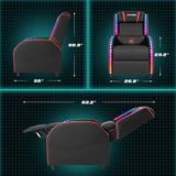 Homall LED Gaming Massage Recliner Chair Racing Style Single Living Room Sofa Comfortable Ergonomic Home Theater Seating(Red) Homall