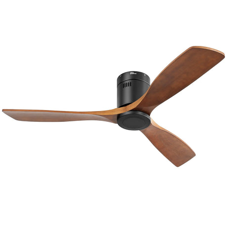 Sofucor 52 Inch Ceiling Fan Without Lights Flush Mount Ceiling Fan with Remote Control, Wood Blades Modern Outdoor Ceiling Fan No Light for Bedroom/Farmhouse/Patio/Indoor Sofucor