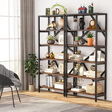 Tribesigns 71 Inch Rustic Brown Industrial Bookshelf with 6 Open Shelves for Versatile Home Storage Tribesigns