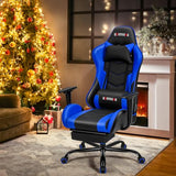 ECOTOUGE PC Massage Gaming Chair with Footrest Ergonomic Office Desk Chair Racing PU Leather Recliner Swivel Rocker with Headrest and Lumbar Pillow, Blue ECOTOUGE