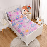 KWLOVER 2PC Soft Bed Fitted Sheet and Pillowcases Set,Purple Flowers Printed Sheets for Kids Girls Single Twin Size Bed KWLOVER