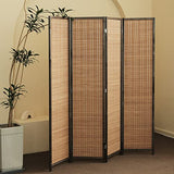 Furnnylane 4 Panel Bamboo Room Divider and Folding Panel Screen,Bamboo Panel Divider for Room Separation,Brown,67" H x 61.4" W Furnnylane