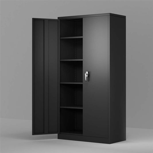 Storage Cabinet with Shelves Doors,72" Tall Black Metal Storage Cabinet High Tall for Office Home Kitchen Garage Warehouse(72" H) - WoodArtSupply