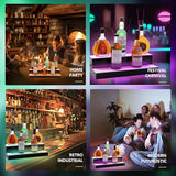 Leekimid Led Lighted Liquor Bottle Display Shelf, 20 Inch 2 Tier Whiskey Rack, Support USB, Bar Stand with RF Remote & App Control, Illuminated Acrylic Lighting Shelves for Home Bar, Party Leekimid