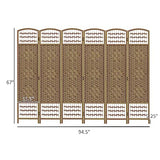 HOMCOM 6 Panel Room Divider, Folding Privacy Screen, 5.6' Room Separator, Wave Fiber Freestanding Partition Wall Divider, Natural HOMCOM