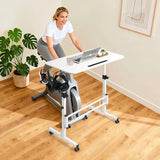 ADQZYWT Adjustable Standing Desk with Wheels, Portable Rolling Walking Pad Desk, Small Laptop Table for Home Office, Sit Stand Up Workstation, Size 15.7"x 31.5" White ADQZYWT