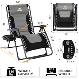 Colegence Oversized Padded Zero Gravity Lounge Chair Set of 2, Foldable Patio Anti Gravity Reclining Chairs Folding Lawn Recliner with Cup Holder for Yard, Camping, Outdoor, Support 350 LBS, Black