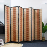 Furnnylane 6 Panel Room Divider Screen in Beige and Orange,Blackout Room Divider Folding Panel Screen for Room Separation and Home Decoration,70.8" H x 106.3" W Furnnylane