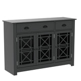 Cozy Castle Modern Buffet Cabinet with Drawers, Wood Sideboard Buffet Cabinet with 3 Acrylic Glass Doors, Freestanding Bar Cabinet, Black Cozy Castle