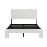 madeslves Farmhouse Full Size Wooden Bed Frame with Headboard, Boho Platform Bedframe, Sturdy Metal Slats Support, No Box Spring Needed, Noise Free, Easy Assembly, White madeslves