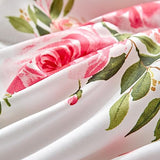 Flower Comforter Sheet Set White Bed in a Bag 7 Pieces Cal King Size Dark Pink Floral Bedding Set (1 California King Comforter 2 Pillow Shams 1 White Flat Sheet 1 Fitted Sheet 2 Pillowcases) UOZZI BEDDING