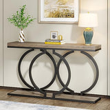 Tribesigns Console Table, 55-Inch Industrial Entryway Table with Geometric Metal Frame, Narrow Long Wood Accent Sofa Table for Living Room, Entrance, Hallway, Vintage Grey Tribesigns